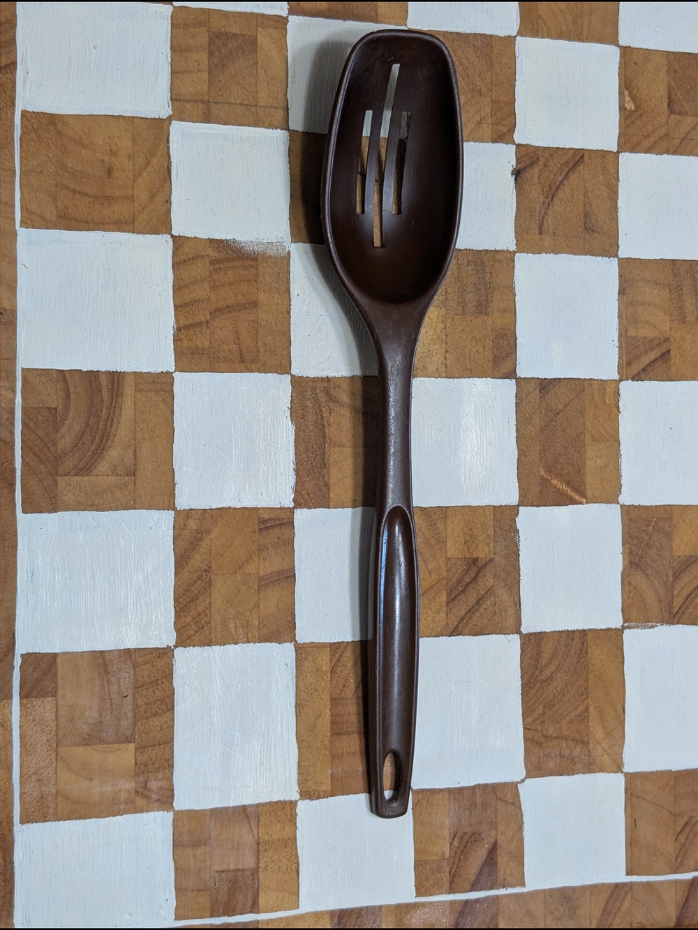 Vintage FOLEY Brown Nylon Plastic Slotted Spoon Strainer 11” USA